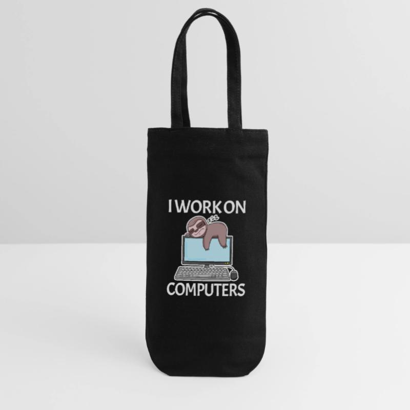 I work on computers computer nerd lazy funny Gift Bag for Bottles