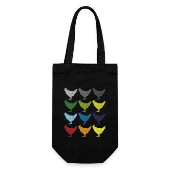 Neon Pop Art Retro Hühner Hahn Vogel Geschenkidee - Geschenkbeutel für Flaschen - Schwarz - Vorne