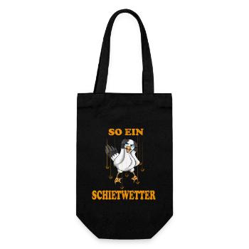 Plattdeutsche Möwe so ein Schietwetter Nordsee - Geschenkbeutel für Flaschen - Schwarz - Vorne