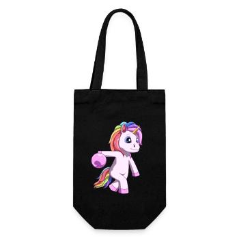 Licorne mignonne avec boule de bowling - Sac à bouteille - noir - Devant