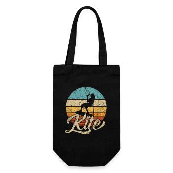 KITE Kiten Kiteboarding Kitesurfen Surf retro - Geschenkbeutel für Flaschen - Schwarz - Vorne