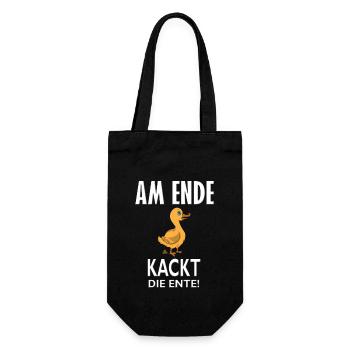Lustige Ente am Ende kackt die Ente Stuhlgang Fun - Geschenkbeutel für Flaschen - Schwarz - Vorne