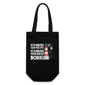 Ich muss garnichts ich muss nur nach Borkum - Geschenkbeutel für Flaschen - Schwarz - Vorne