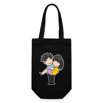 Süßes Pärchen - Geschenkbeutel für Flaschen - Schwarz - Vorne