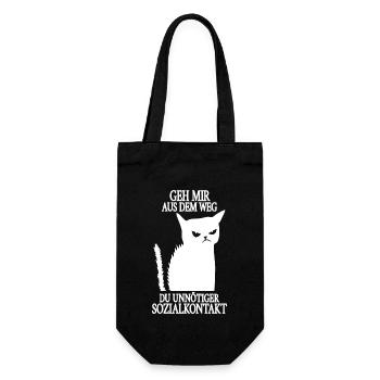 Geh mir aus dem Weg unnötiger Sozialkontakt Katze - Geschenkbeutel für Flaschen - Schwarz - Vorne