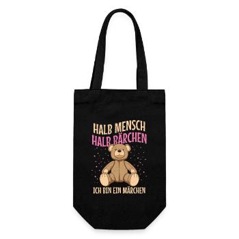 Bär halb Mensch Halb Bärchen, ich bin ein Märchen - Geschenkbeutel für Flaschen - Schwarz - Vorne