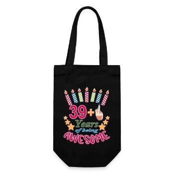 40th Birthday Gift For Women, Funny 39+, 40 Years - Gift Bag for Bottles - black - Front