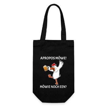 Apropos Möwe Möwie noch een Plattdeutsch Spruch - Geschenkbeutel für Flaschen - Schwarz - Vorne