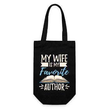 My Wife Is My Favorite Author - Geschenkbeutel für Flaschen - Schwarz - Vorne