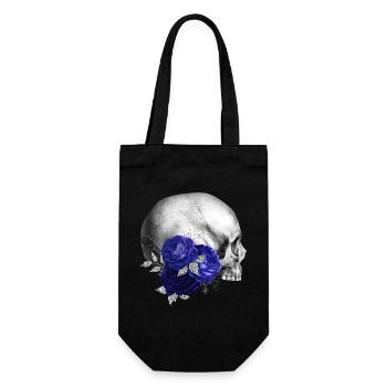 Indigo Rosen Schädel Design - Geschenkbeutel für Flaschen - Schwarz - Vorne