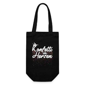 Konfetti im Herzen Fasching Karneval Konfetti - Geschenkbeutel für Flaschen - Schwarz - Vorne