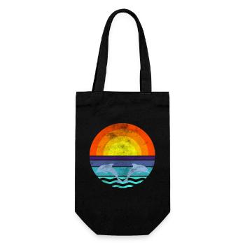 Delfin Mer Coucher de soleil - Sac à bouteille - noir - Devant