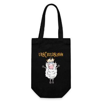 Unschuldslamm Schaf Lamm Tiere Heiligenschein - Geschenkbeutel für Flaschen - Schwarz - Vorne