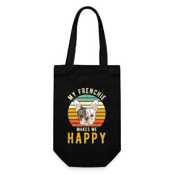 Frenchie Französische Bulldogge Geschenk - Geschenkbeutel für Flaschen - Schwarz - Vorne