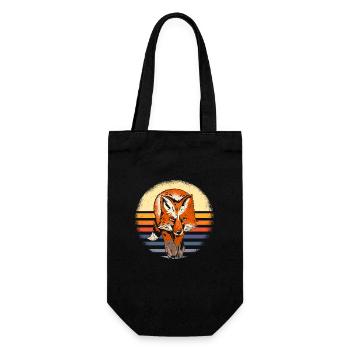 Fox Forest Animal Gift Retro - Gift Bag for Bottles - black - Front