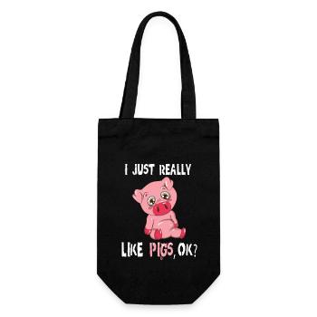 I Just really like Pigs ok Rosa Schweinchen Spruch - Geschenkbeutel für Flaschen - Schwarz - Vorne