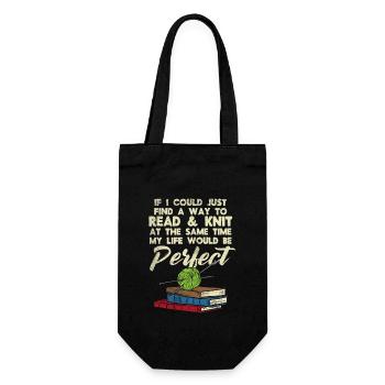 If I Could Find A Way To Read & Knit At The Same - Geschenkbeutel für Flaschen - Schwarz - Vorne