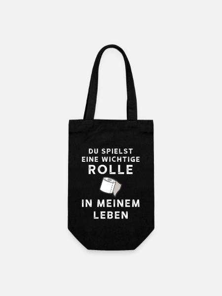 Klopapier Wichtige Rolle - Geschenkbeutel für Flaschen - Schwarz