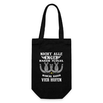 Alle Engel haben Hufen Reiter Fan Pferdeliebhaber - Geschenkbeutel für Flaschen - Schwarz - Vorne