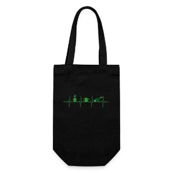 Garten herzschlag EKG heartbeat Garten Gärtner - Geschenkbeutel für Flaschen - Schwarz - Vorne