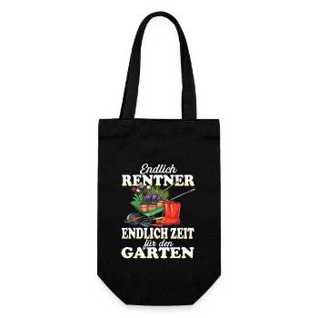 Endlich Rentner endlich Zeit für den Garten - Geschenkbeutel für Flaschen - Schwarz - Vorne