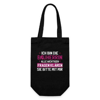 Bauherrin Spruch Hausbau Richtfest Haus Geschenk - Geschenkbeutel für Flaschen - Schwarz - Vorne