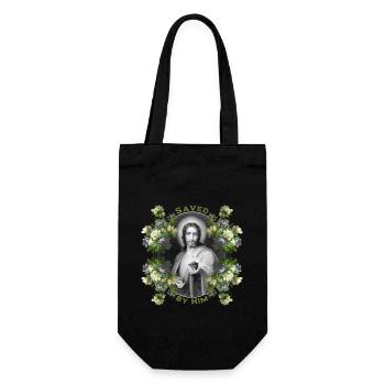 Jesus Christ with vintage roses - Gift Bag for Bottles - black - Front