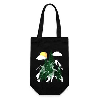 Wilderness Forest Trees Fir Trees Nature Mountains Mountains - Gift Bag for Bottles - black - Front