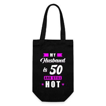 Husband 50 Birthday Gift - Gift Bag for Bottles - black - Front