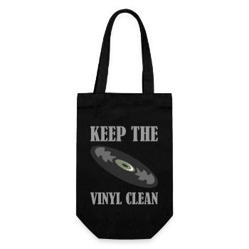 Schallplatte keep the vinyl clean - Geschenkbeutel für Flaschen - Schwarz - Vorne