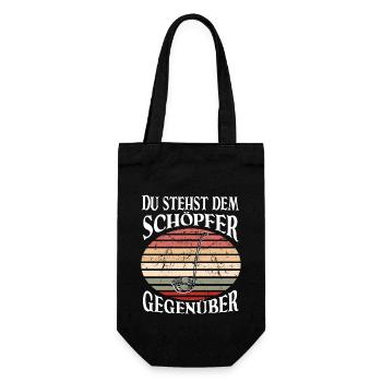 Du stehst dem Schöpfer gegenüber - Geschenkbeutel für Flaschen - Schwarz - Vorne