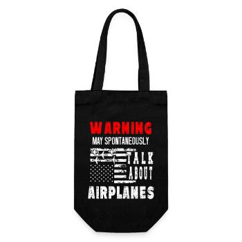 Warning may speak about planes - Gift Bag for Bottles - black - Front