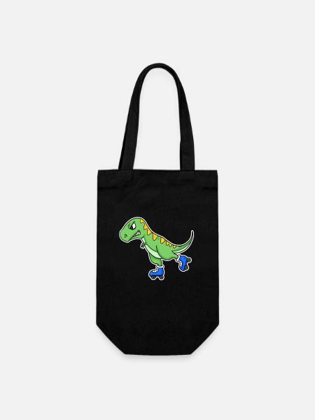 Inline Skating Dinosaurier - Geschenkbeutel für Flaschen - Schwarz