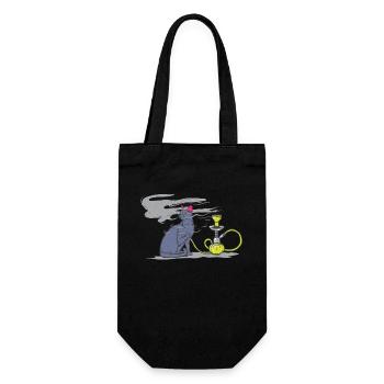 Cat owner cat smokes shisha smoking fan - Gift Bag for Bottles - black - Front