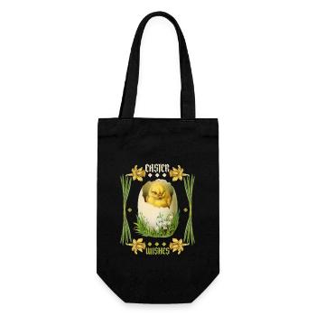 Easter, Happy Easter, Retro Vintage Egg Chicks - Gift Bag for Bottles - black - Front