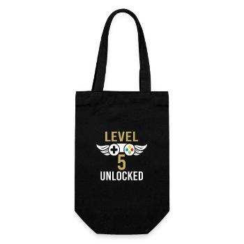Level 5 unlocked - Gift Bag for Bottles - black - Front