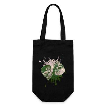 Totenkopf Skull, Yin und Yang Skull, Yin-Yang - Geschenkbeutel für Flaschen - Schwarz - Vorne