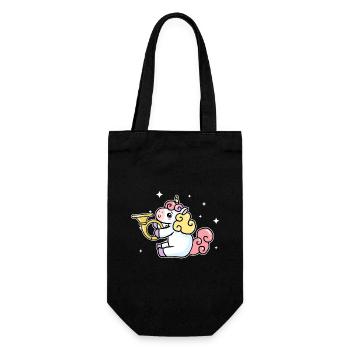 Cute Unicorn Playing French Horn Horn Lover Gift - Gift Bag for Bottles - black - Front