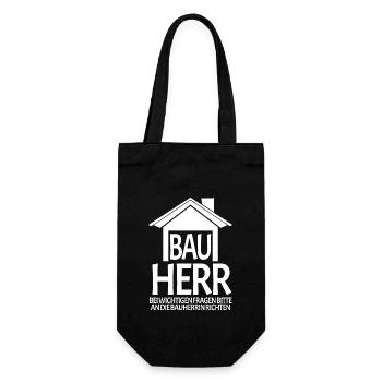 Bauherr Hausbau Baustelle - Geschenkbeutel für Flaschen - Schwarz - Vorne
