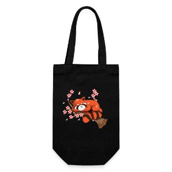 Red Panda Cherry Blossom tree flower Japanese pink - Gift Bag for Bottles - black - Front