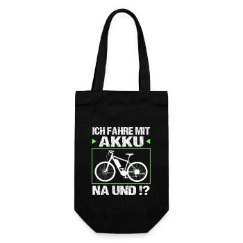 Ich fahre mit Akku - Geschenkbeutel für Flaschen - Schwarz - Vorne