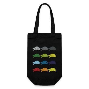 Neon Pop Art Retro Schildkröte Tier Geschenk - Geschenkbeutel für Flaschen - Schwarz - Vorne