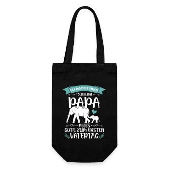 Erster Vatertag - Elefant Vatertagsgeschenk - Geschenkbeutel für Flaschen - Schwarz - Vorne