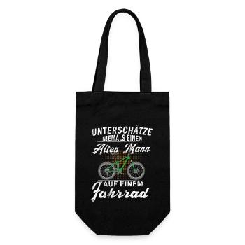 Unterschätz nie einen alten Mann auf einem Fahrrad - Geschenkbeutel für Flaschen - Schwarz - Vorne