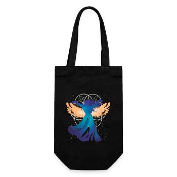 Blume des Lebens Frau Engel Silhouette - Geschenkbeutel für Flaschen - Schwarz - Vorne