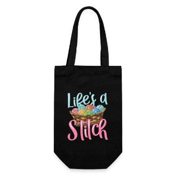 Lifes a stitch pour une couturière tricoteuse - Sac à bouteille - noir - Devant