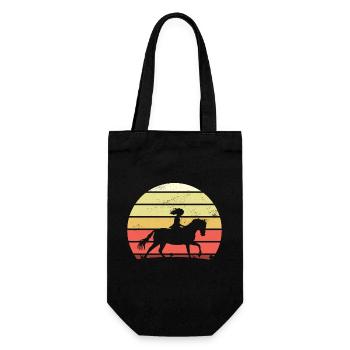 Retro Mädchen Pferd - Geschenkbeutel für Flaschen - Schwarz - Vorne