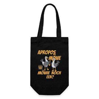 Plattdeutsch Bier Apropos Möwe! Möwie noch een? - Geschenkbeutel für Flaschen - Schwarz - Vorne
