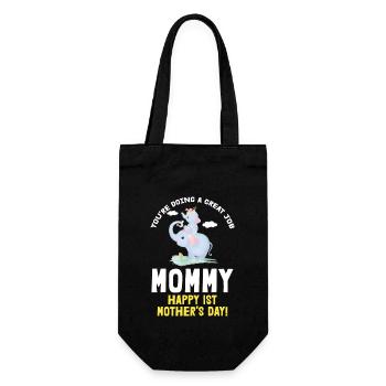 Mother's Day Mother Mummy First Elephant Gift - Gift Bag for Bottles - black - Front