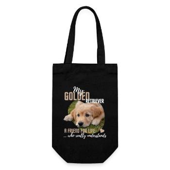 Golden-Retriever, lustiger Spruch - Geschenkbeutel für Flaschen - Schwarz - Vorne